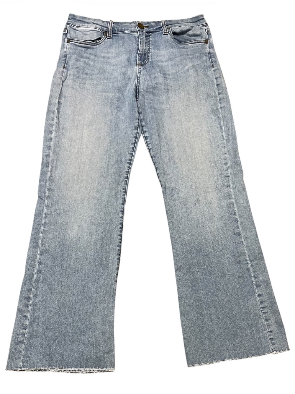 KUT from the Kloth Kelsey High Rise Ankle Flare Jeans Raw Frayed Hem Size 12